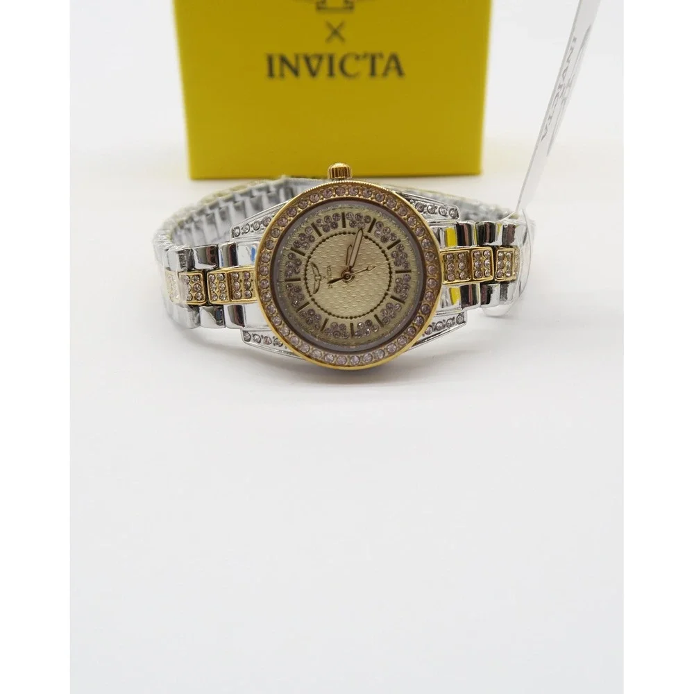 Invicta Wildflower Women's 32mm Two Tone Silver Gold Crystal Accented New In box